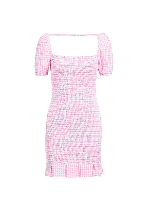 gingham cuadros vichy vestido rosa primavera guess