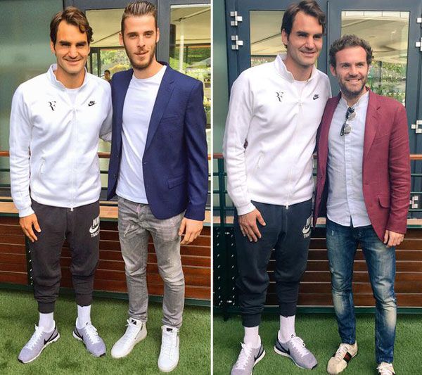 David de Gea compartió en Twitter esta fotografía en la que posa junto a Roger Federer
