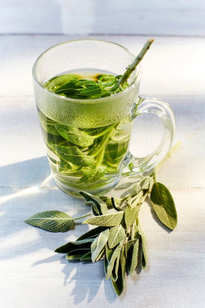 taza con una infusión de salvia