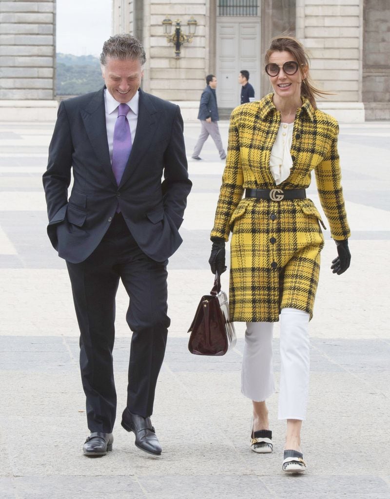 Mexican businessman Elias Sacal and model Mar Flores are seen visiting Royal Palace on March 22, 2017 in Madrid, Spain.