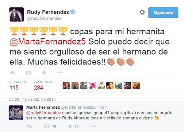 Rudy Fernández ha sentido como propio el triunfo de su hermana 