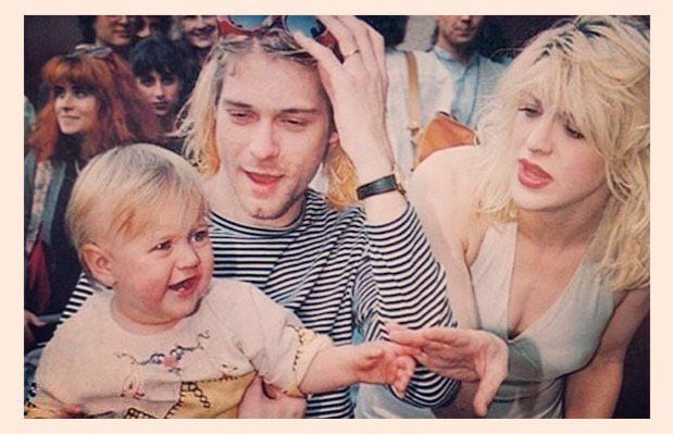 Kurt Cobain y Courtney Love con su hija Frances, 1993