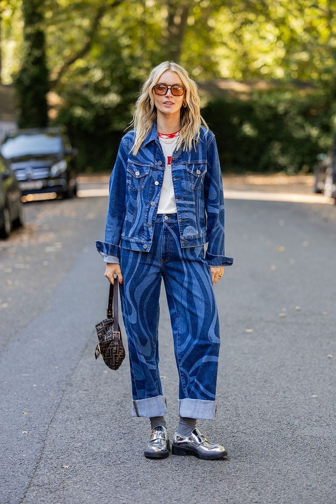 double denim mocasin plateado