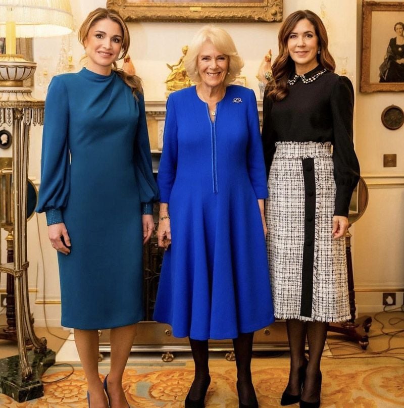 La reina Camilla con Rania de Jordania y Mary de Dinamarca