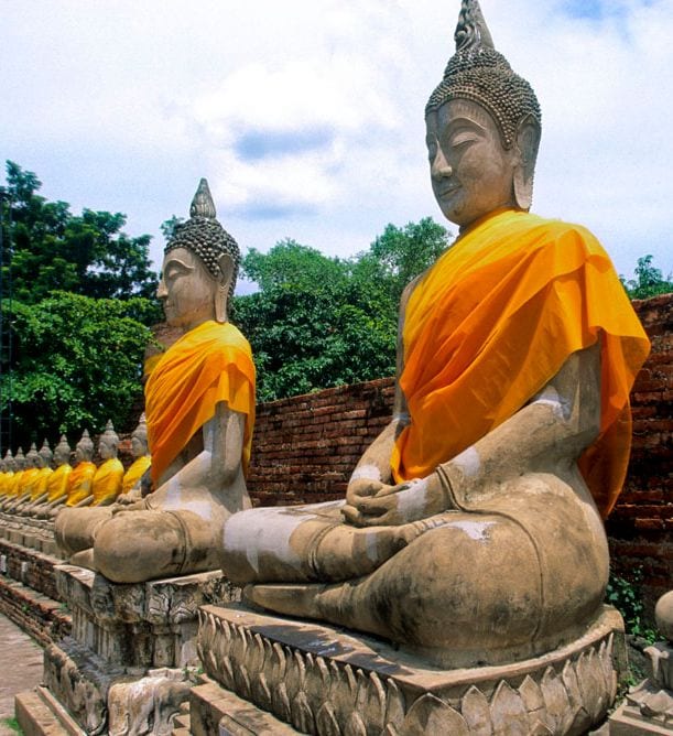 Budas con túnicas naranjas, Tailandia