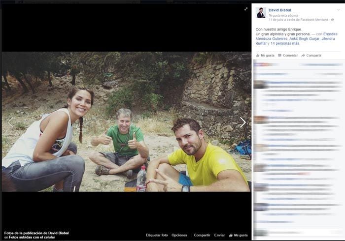 La pareja estuvo en la sierra madrileña practicando escalada, un deporte de riesgo que a David le encanta tal y como compartió con sus seguidores
