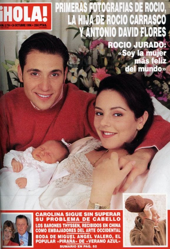 Rocío Carrasco y Antonio David Flores con su hija