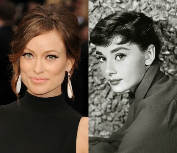 Audrey Hepburn también con corte pixie y mirada felina, con eyeliner exclusivamente en el párpado móvil, y maxipestañas.
