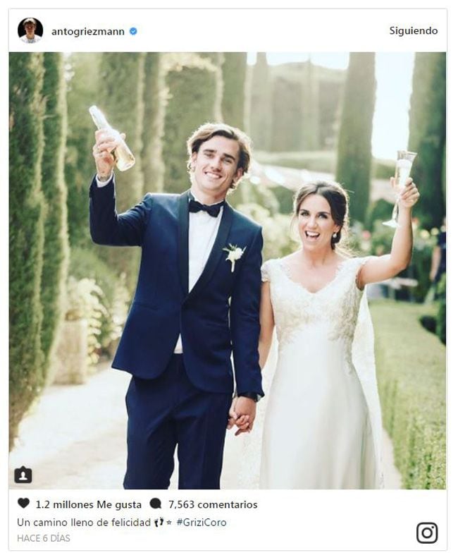 Griezmann y Erika Choperena se reencuentran tras su boda para irse de luna de miel