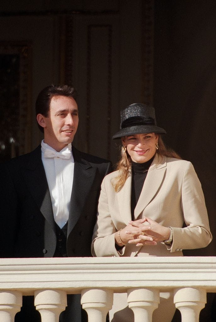 Estefanía de Mónaco y Daniel Ducruet en el día nacional de Mónaco, en 1995. 