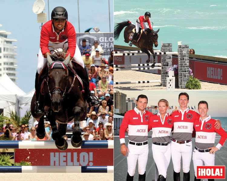 Daniel Bluman, Schuvler Riley, Leopold Van Asten, Maikel Van Der Vieuten (de izquierda a derecha), jinetes del equipo Mónaco Aces, patrocinado por ¡HOLA! Foto: Javier Ocaña
