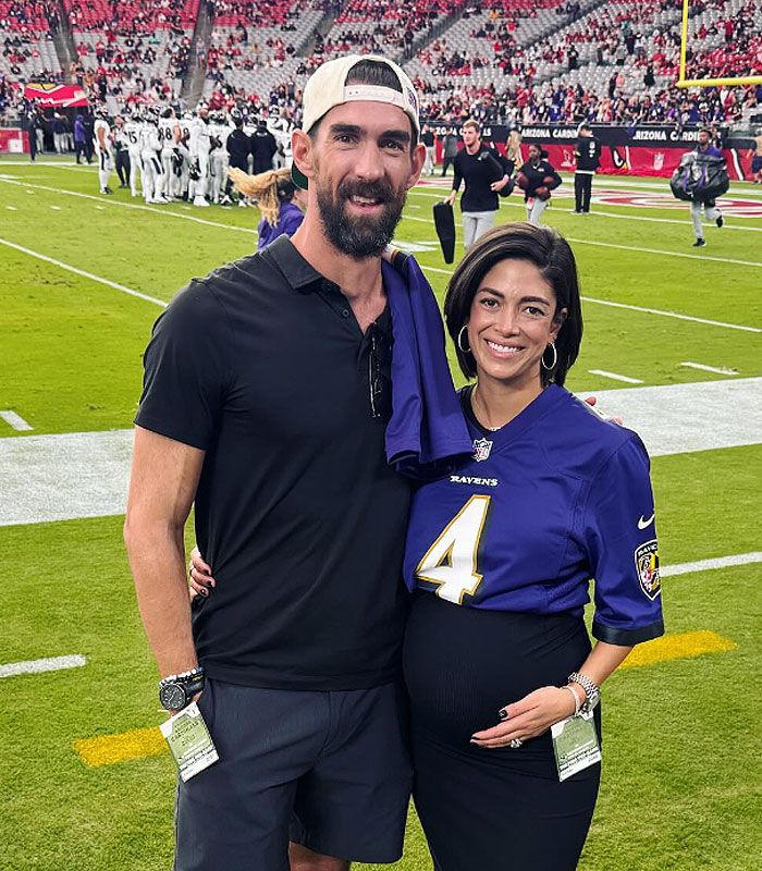 Michael Phelps con su mujer embarazada