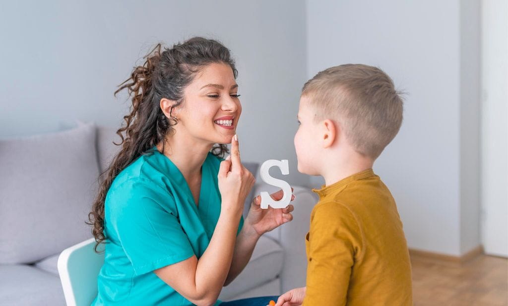 cute little boy at speech therapist office