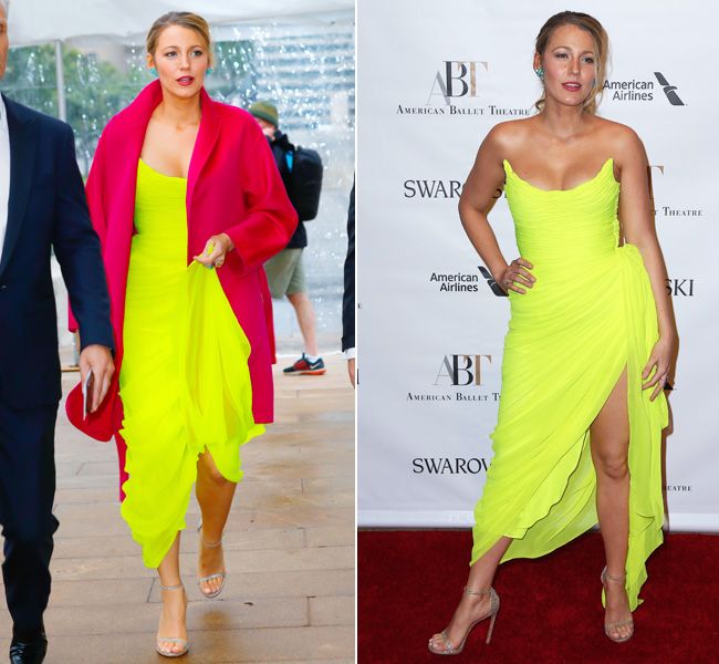 Blake Lively con vestido neón en el American Ballet