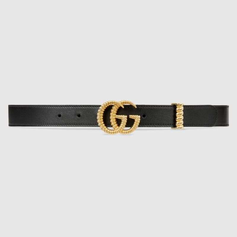 leather belt with torchon double g buckle de gucci