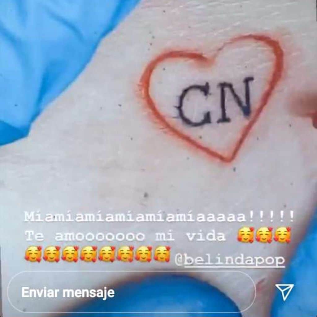christian nodal gets belinda 39 s name tattooed on his face