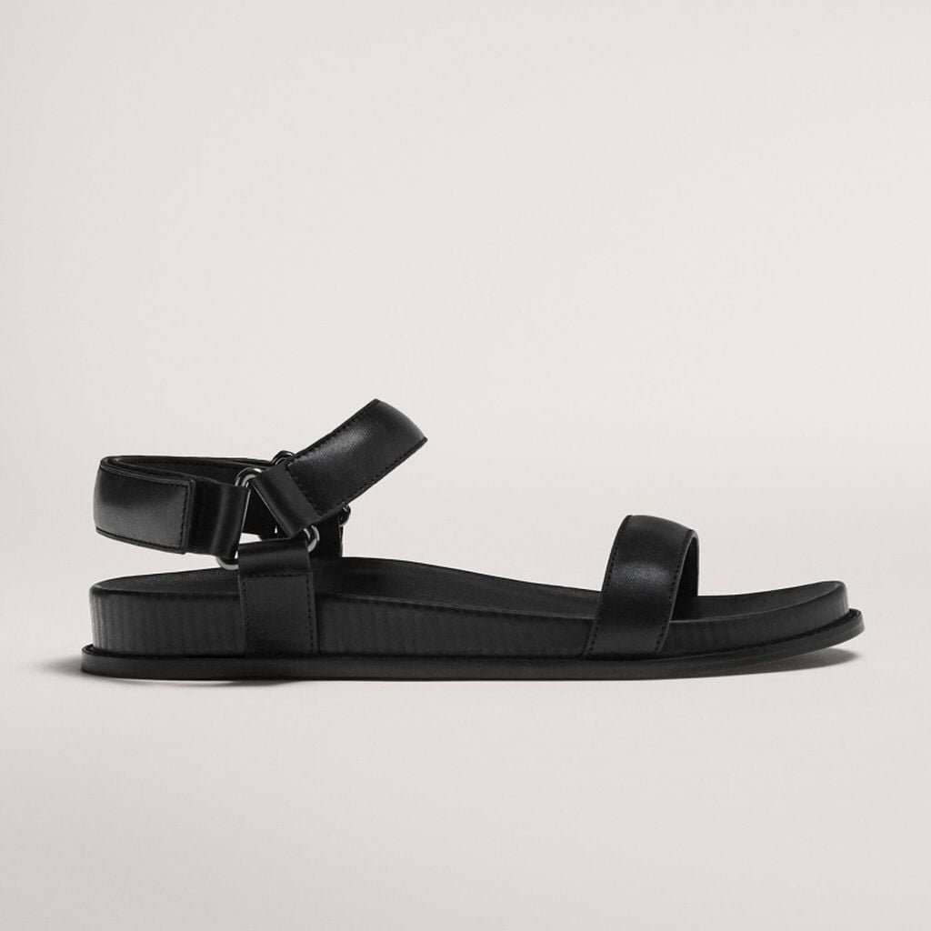 flat hook and loop strap sandals de massimo dutti