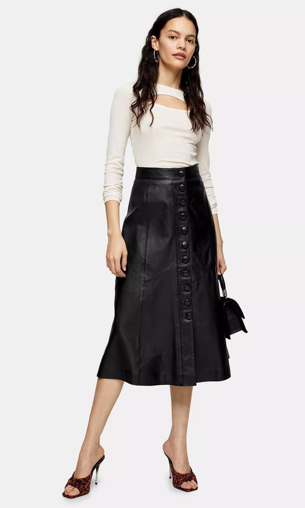 black leather midi skirt de topshop