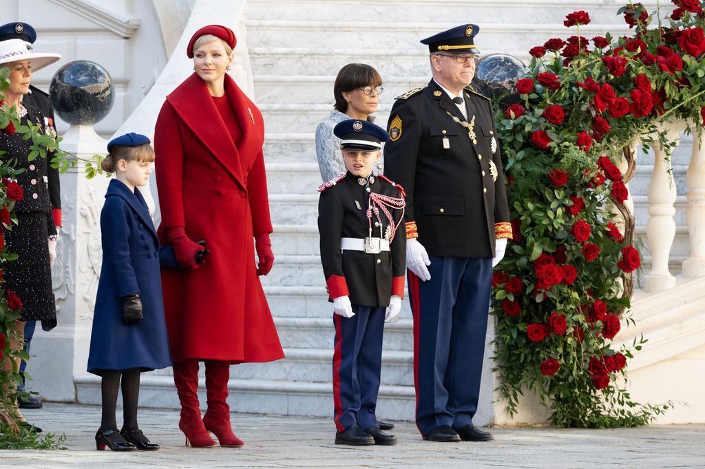 Charlene de Mónaco, Alberto de Mónaco, Jacques de Monaco y Gabriella de Mónaco el Día Nacional de 2023