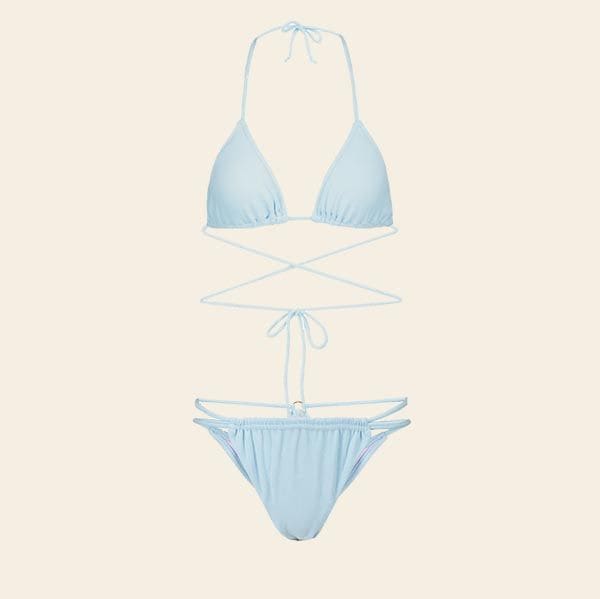 bikini azul pastel tiras