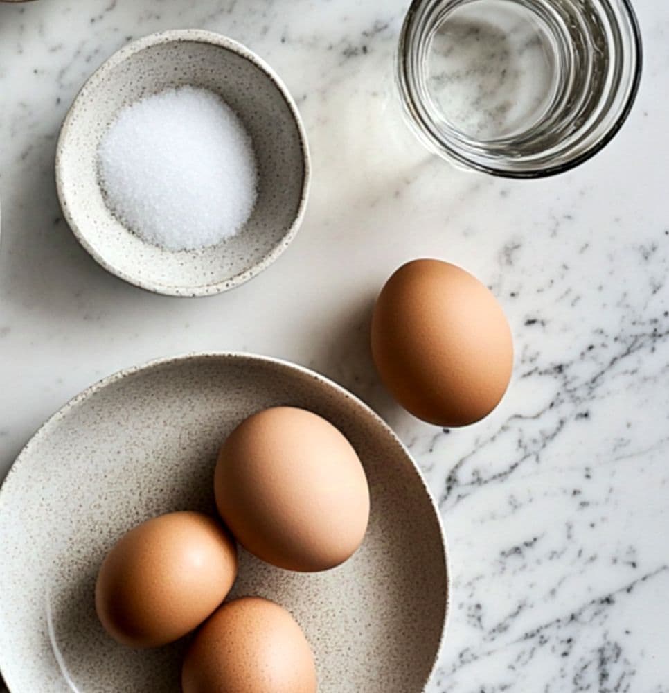 Huevos, azúcar y agua, ingredientes para hacer el huevo hilado