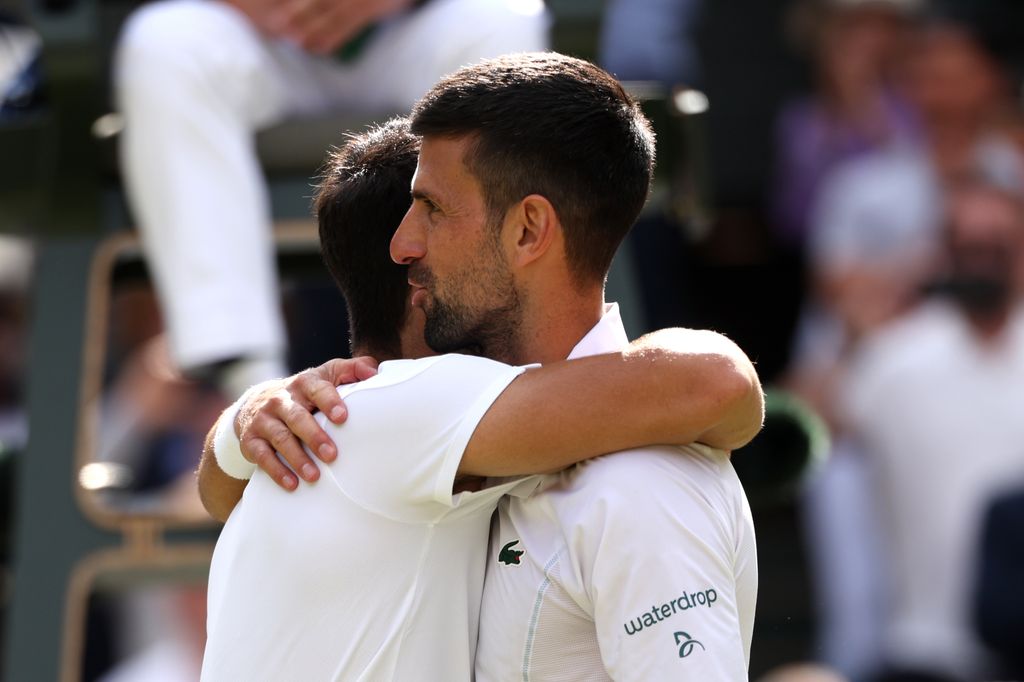 Carlos Alcaraz y Novak Djokovic. Wimbledon 2024. Julio