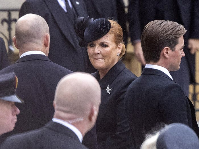 Sarah Ferguson en el funeral de Isabel II 