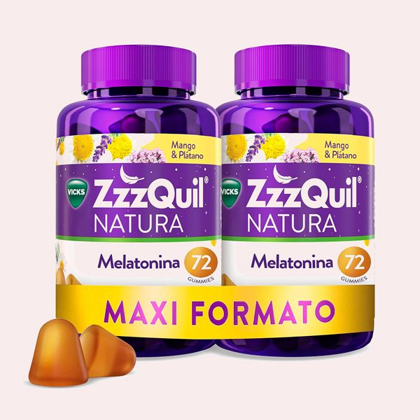 ZzzQuil Natura, Melatonina, Gummies Para Dormir de Melatonina mango y plátano