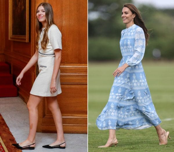 Infanta Sofía y Kate Middleton con zapato destalonado de tacón bajo
