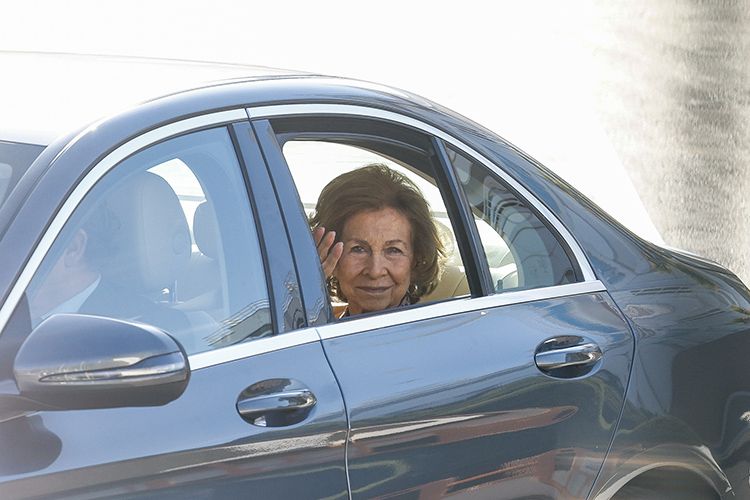 Doña Sofía, dentro del coche