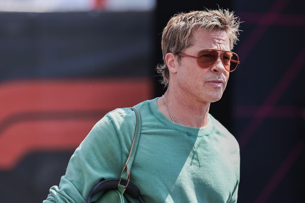 BUDAPEST, HUNGARY - JULY 19: Brad Pitt arrives at the track during practice ahead of the F1 Grand Prix of Hungary at Hungaroring on July 19, 2024 in Budapest, Hungary. (Photo by Qian Jun/MB Media/Getty Images)