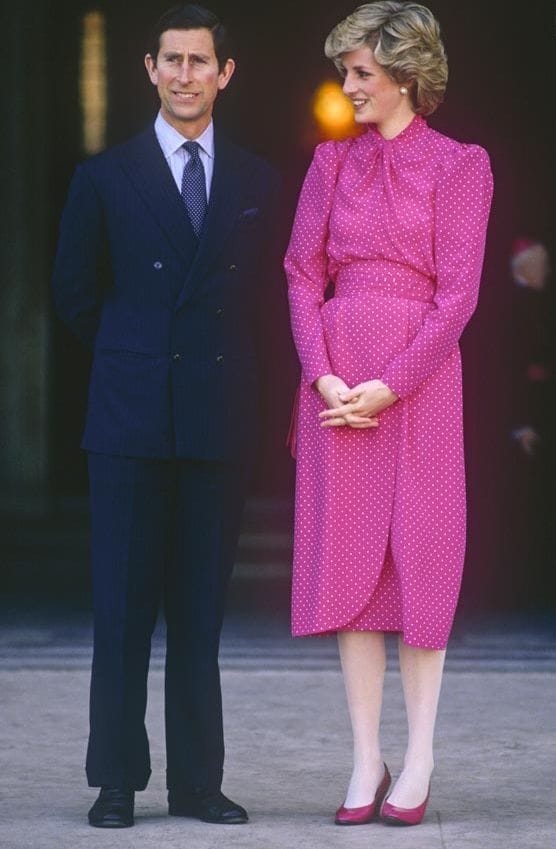 Diana de Gales vestido rosa lunares