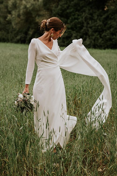 vestido novia sencillo colour nude