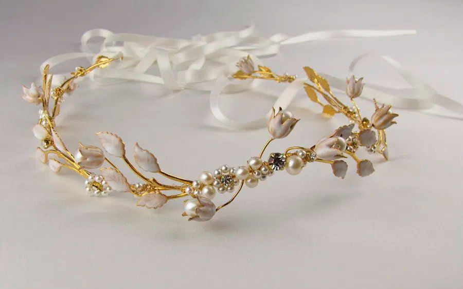 lily enamel freshwater pearl bridal circlet de erica elizabeth