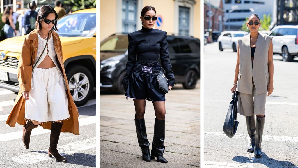 La combinación de bermudas y botas ha inundado el street style este otoño