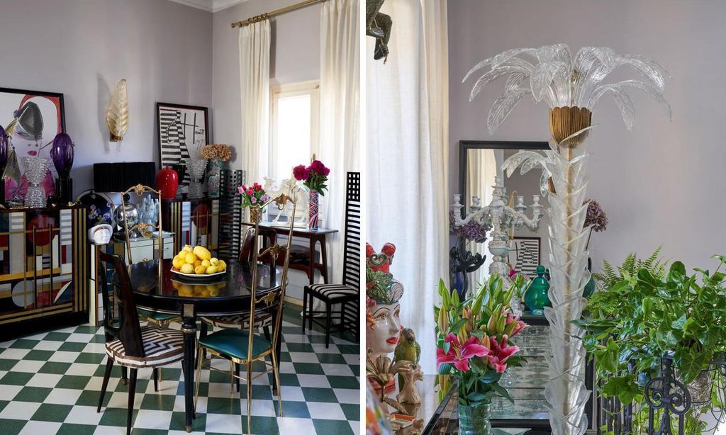 
Entre sillas de Mackintosh para Cassina, cristales de Murano y lámparas de Tommaso Barbi, los coquetos espacios de interior rivalizan con los rincones de exterior.
