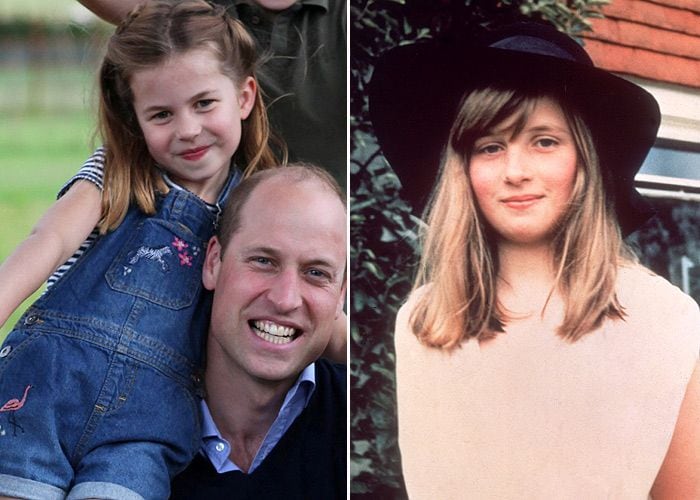 Charlotte de Cambridge con su padre y Diana de Gales