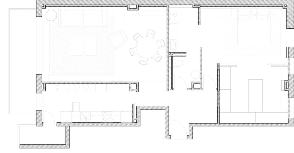 Plano de distribución de un piso de 100m2 en Monrgat (Barcelona), proyecto de reforma de Vísteme de espacio