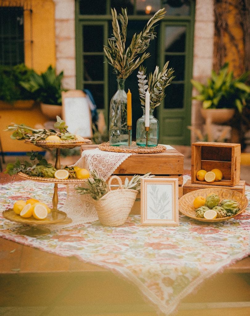 Decoración de bodas con frutas y verduras bodegón