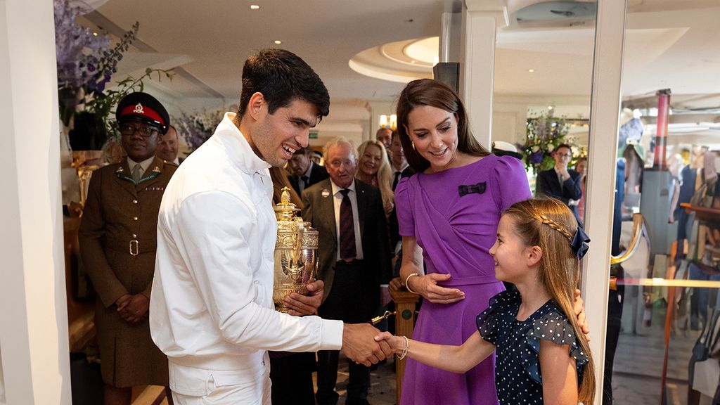 Carlos Alcaraz, Kate Middleton y la princesa Charlotte. Final Wimbledon 2024