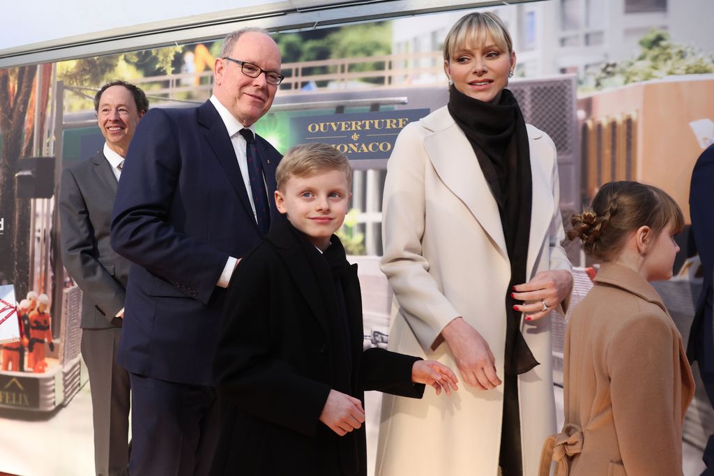 Charlene de Mónaco, Alberto de Mónaco, Jacques de Mónaco y Gabriella de Mónaco el 7 de mayo de 2022