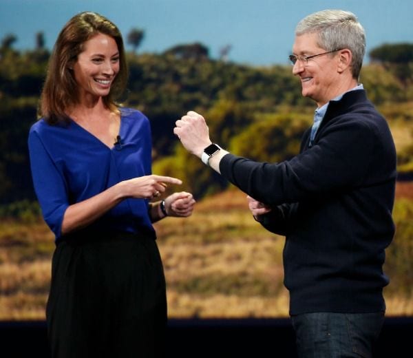 Christy Turlington durante la presentación del Apple Watch.
