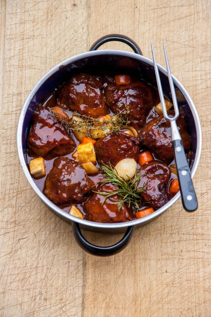 Carrilleras guisadas con verduras