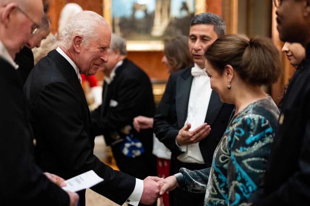 El rey Carlos III con pantalones bombachos en la recepción al Cuerpo Diplomático en el Palacio de Buckingham el 19 de noviembre de 2024