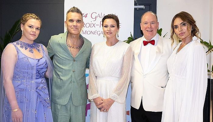 Robbie Williams con los príncipes Alberto y Charlene de Mónaco
