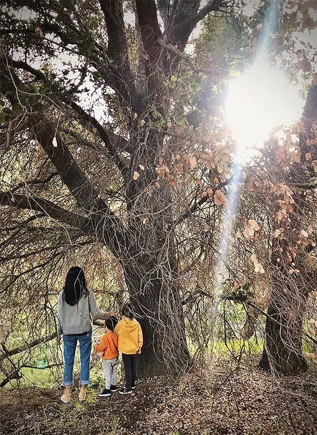 Raquel del Rosario con sus hijos