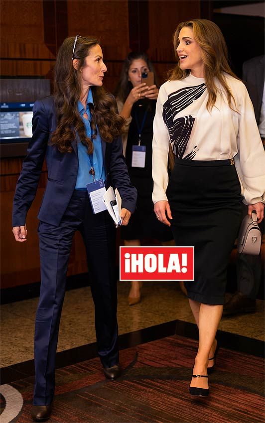 Telma Ortiz, hermana de la reina Letizia, con Rania de Jordania 