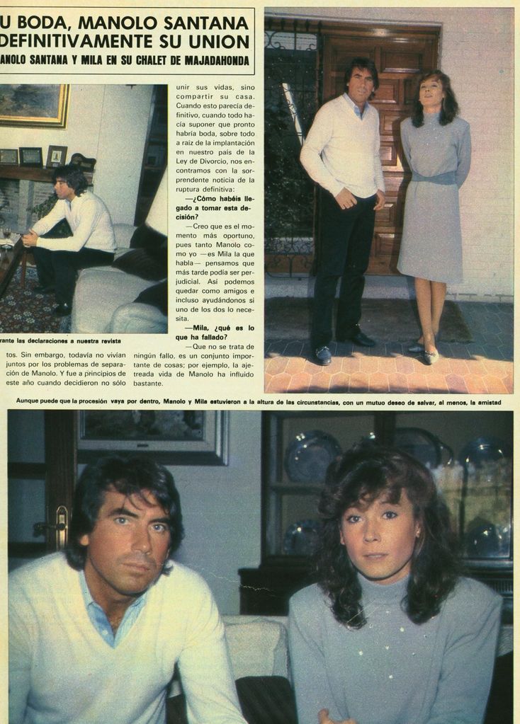 Mila Ximénez y Manolo Santana rompieron siendo novios en 1981 HOLA