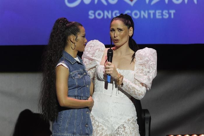 Rosa López y Chanel en la fiesta de despedida antes de Eurovisión