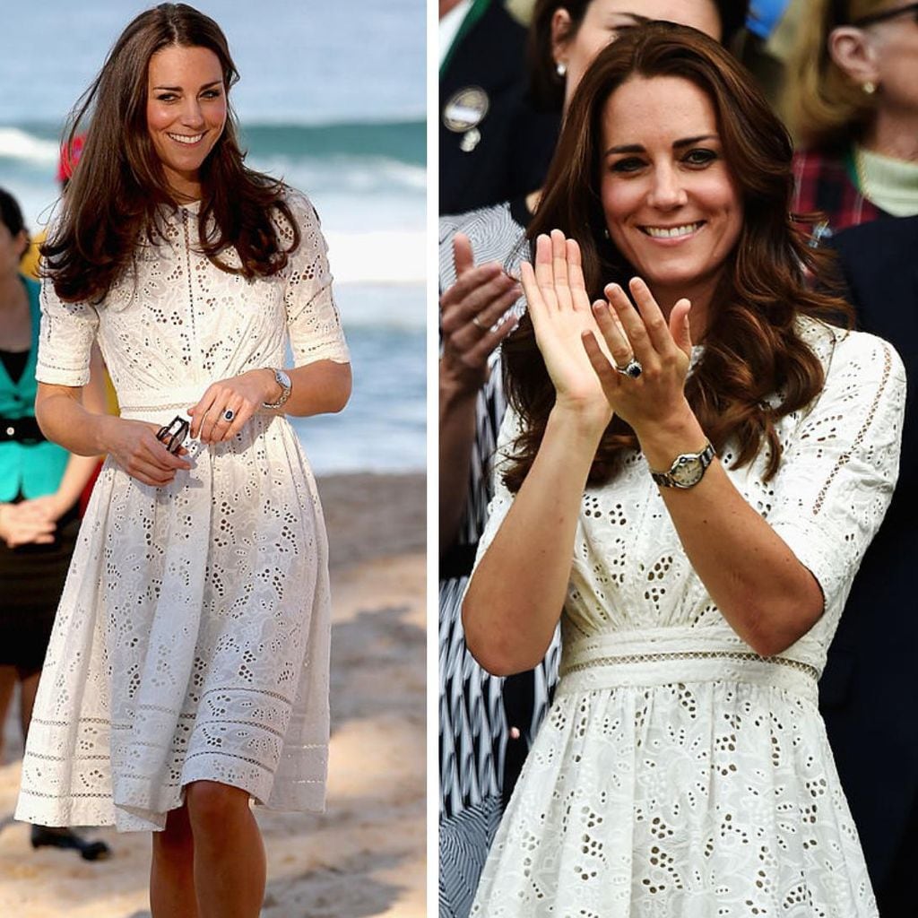 kate middleton con vestido de encaje de zimmerman dos veces en 2014